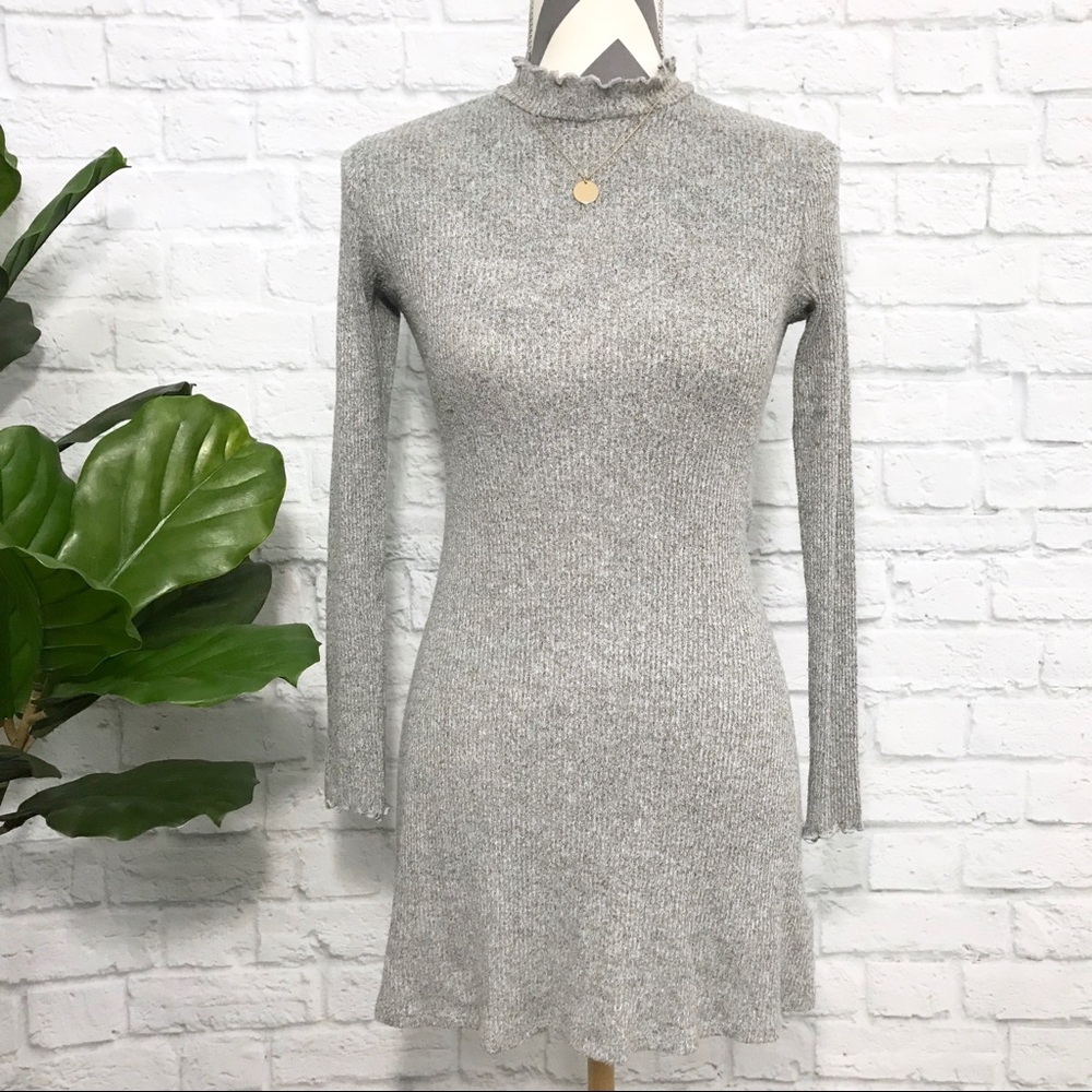 URBAN OUTFITTERS lettuce hem mock neck dress